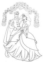 coloriage la princesse et la grenouille se marient